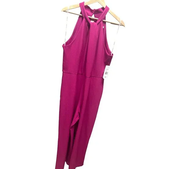 Julia Jordan NWT Knot Neck Neon Pink Halter Jumpsuit - Picture 5 of 10